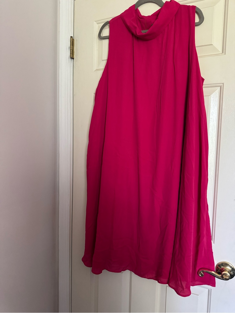 Jessica London Sleeveless Cowl Neck A-Line Dress in Bright Fuchsia, Size 22W